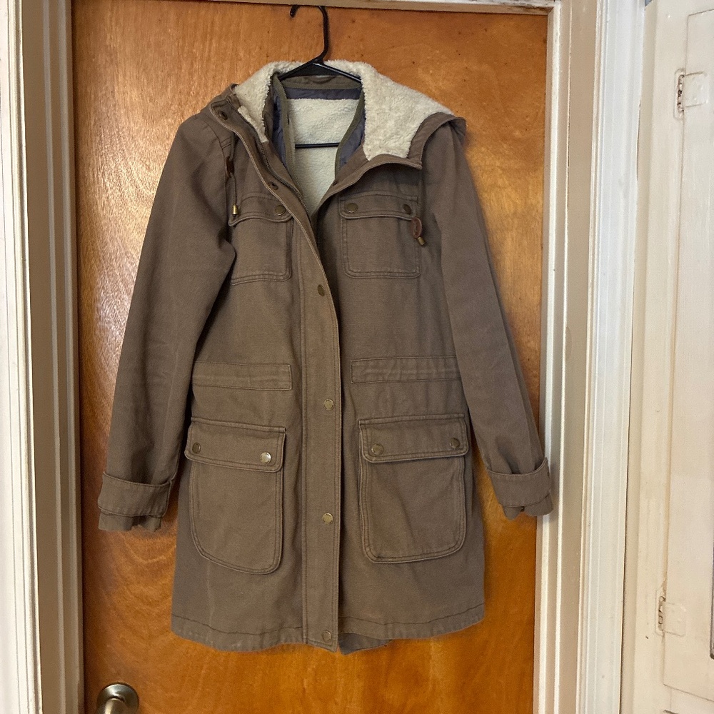 Boden Olive Green Sherpa Removable lining for a light weight Utility Jacket